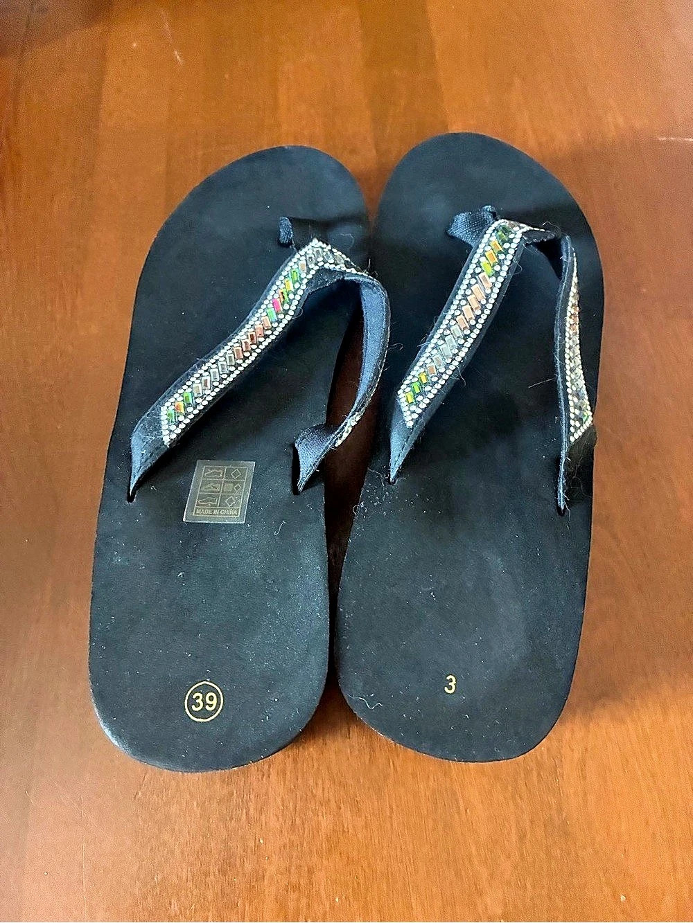 Embellished Black Sandals EU 39